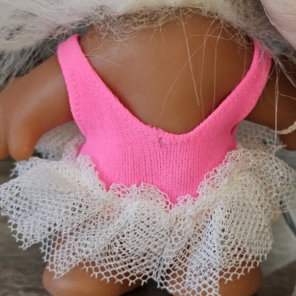 VTG Norfin‎ Troll Doll Ballerina Pink Tutu White Hair W Tag 5400 1986 5 Inches - Picture 8 of 11